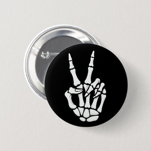 Skeleton Hand Peace Sign Cool Halloween Button (Vorne & Hinten)