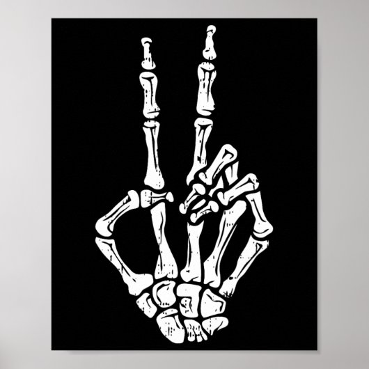 Skeleton Hand Peace Sign Halloween Kostümknochen Poster (Vorne)
