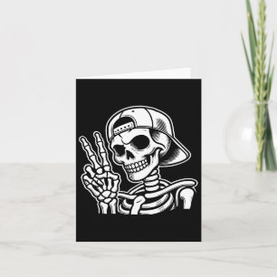 Skeleton Hand Peace Sign Retro Halloween Skelett Karte