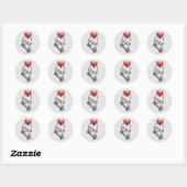 Skeleton Hand Pinching Rotes Herz Runder Aufkleber (Blatt)