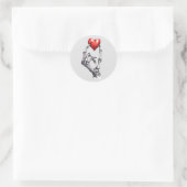 Skeleton Hand Pinching Rotes Herz Runder Aufkleber (Tasche)
