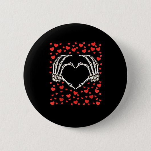Skeleton Hand Red Heart Birthday Valentinstag Button (Vorderseite)