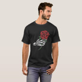 Skeleton Hand Red Rose Flower T-Shirt (Vorne ganz)