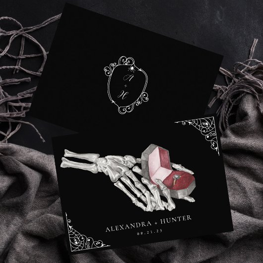 Skeleton Hand Ring Gothic Hochzeit Speichern Sie d Einladung