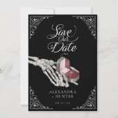 Skeleton Hand Ring Gothic Wedding Save the Date Einladung (Vorderseite)