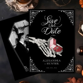 Skeleton Hand Ring Gothic Wedding Save the Date Einladung