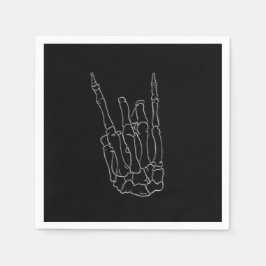 Skeleton Hand Rock Star Black Birthday Party Serviette