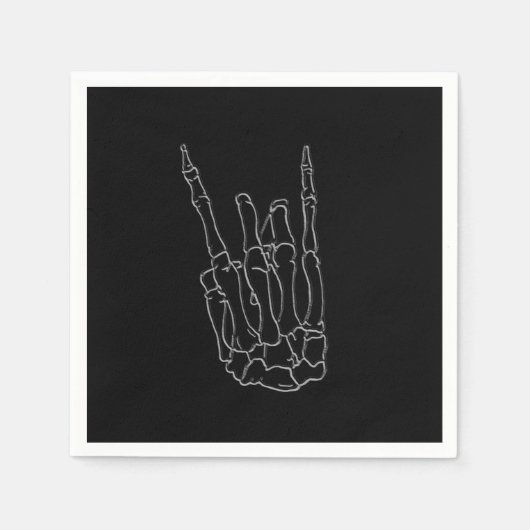 Skeleton Hand Rock Star Black Birthday Party Serviette (Vorderseite)