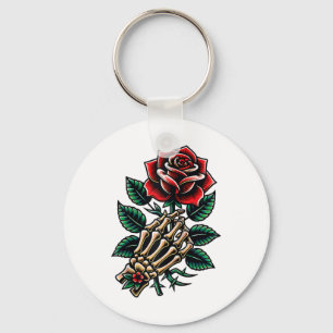 Skeleton Hand Rose Graphic Raglan Baseball T-Shirt Schlüsselanhänger