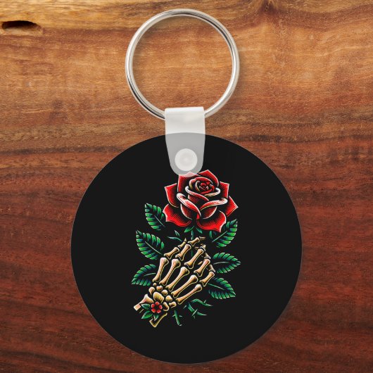 Skeleton Hand Rose Graphic Schlüsselanhänger (Vorderseite)
