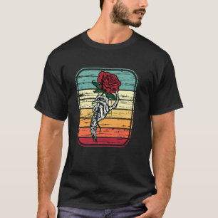 Skeleton Hand Rose Retro Rock Music Heavy Metal T-Shirt