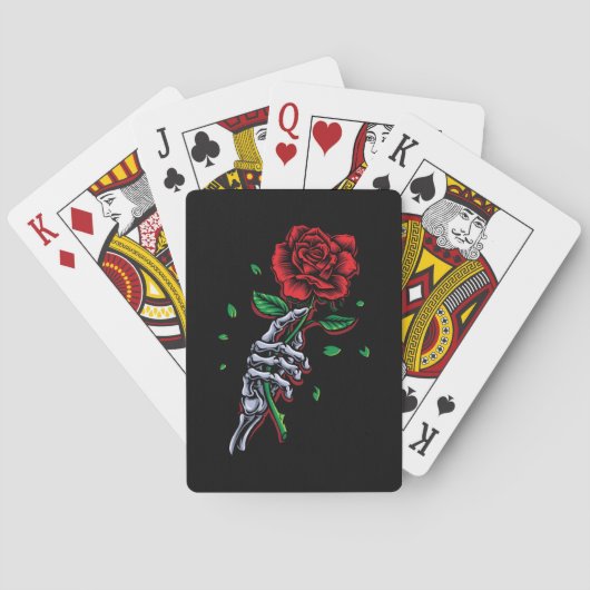 Skeleton Hand Rote Rose Blume Spielkarten (Rückseite)
