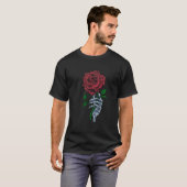 Skeleton Hand Rote Rose Blume T-Shirt (Vorne ganz)