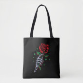 Skeleton Hand Rote Rose Blume Tasche (Vorderseite)