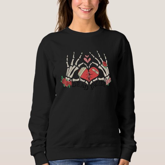 Skeleton Hand with Rose Broken Heart in Dome Anti Sweatshirt (Vorderseite)