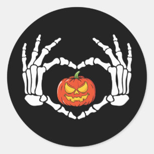 Skeleton Hände mit Pumpkettensticker Runder Aufkleber