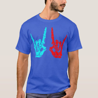 Skeleton-Hände Rock-Zeichen Musikliebhaber Hallowe T-Shirt