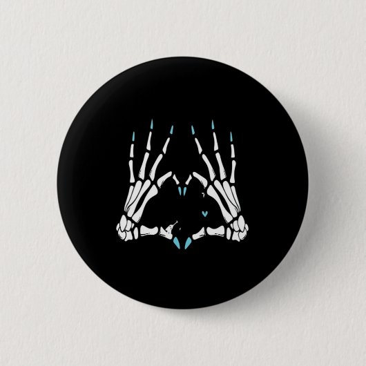 Skeleton Handklassisches Halloween Button (Vorderseite)