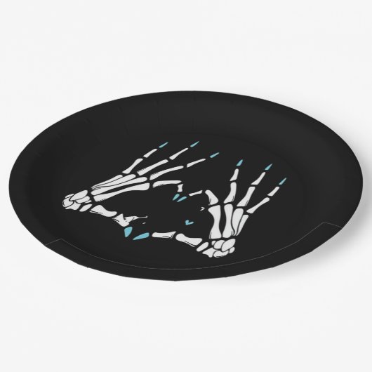 Skeleton Handklassisches Halloween Pappteller (Schrägansicht)