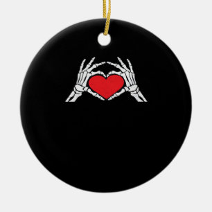 Skeleton Hands A Red Heart Classic Keramik Ornament