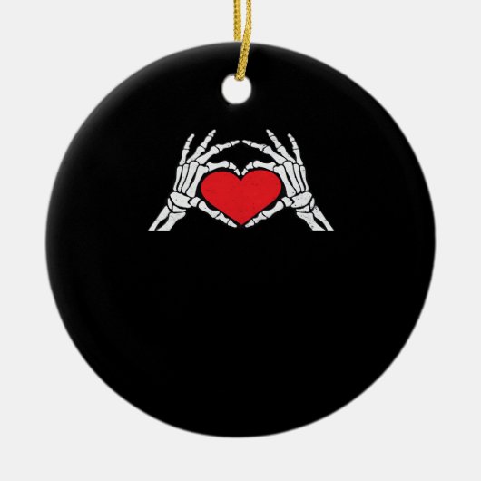 Skeleton Hands A Red Heart Classic Keramik Ornament (Vorne)