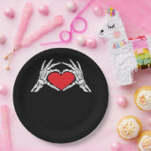Skeleton Hands A Red Heart Classic Pappteller (Party)
