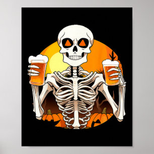 Skeleton Hands Biere Funny Drink Halloween Frauen Poster