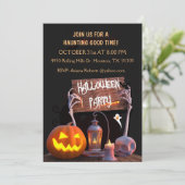 Skeleton Hands Black Halloween-Party Einladung (Stehend Vorderseite)