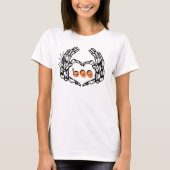 Skeleton Hands Blubble Letters Boo Halloween T-Shirt (Vorderseite)