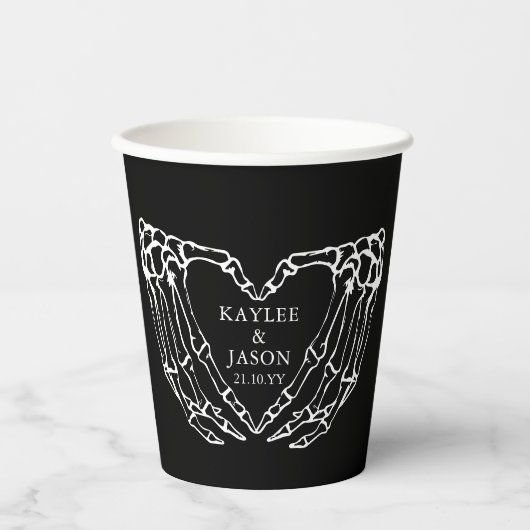 Skeleton Hands Fall Paare Dusche bis zum Tod Pappbecher (Vorderseite)