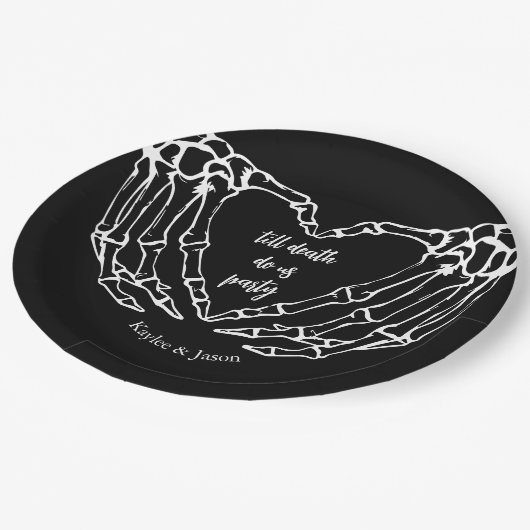 Skeleton Hands Fall Paare Dusche bis zum Tod Pappteller (Schrägansicht)