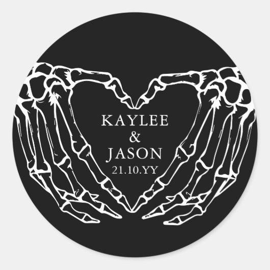 Skeleton Hands Fall Paare Dusche bis zum Tod Runder Aufkleber (Vorderseite)