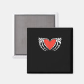 Skeleton Hands Forming Heart - Creepy Gothic Hallo Magnet (Vorderseite/Rückseite)