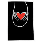 Skeleton Hands Forming Heart - Creepy Gothic Hallo Mittlere Geschenktüte (Vorderseite)