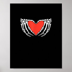 Skeleton Hands Forming Heart - Creepy Gothic Hallo Poster