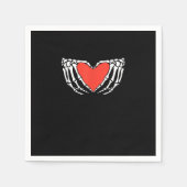 Skeleton Hands Forming Heart - Creepy Gothic Hallo Serviette (Vorderseite)