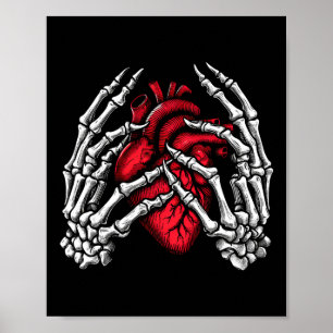Skeleton Hands halten Herz Halloween Kostüm Wom Poster