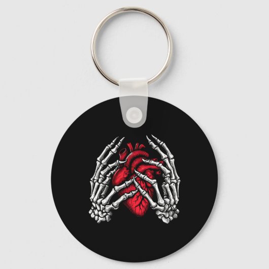Skeleton Hands halten Herz Halloween Kostüm Wom Schlüsselanhänger (Vorderseite)