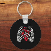Skeleton Hands halten Herz Halloween Kostüm Wom Schlüsselanhänger (Vorderseite)