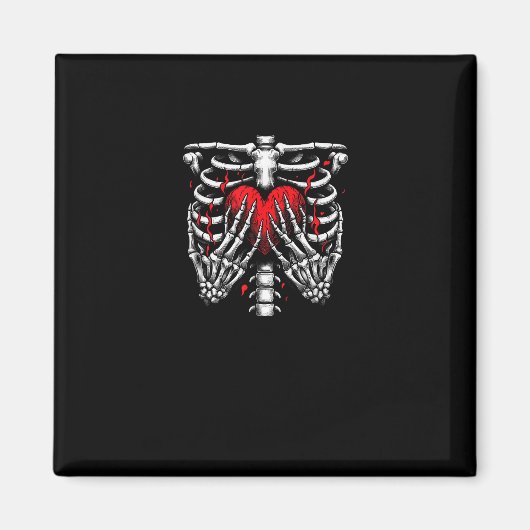 Skeleton Hands halten Herz Halloween Kostümspass Magnet (Vorne)