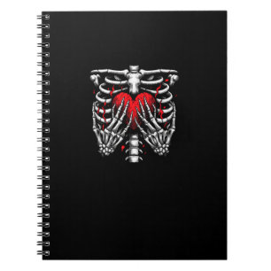 Skeleton Hands halten Herz Halloween Kostümspass Notizblock