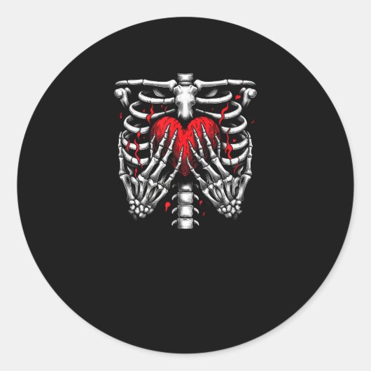Skeleton Hands halten Herz Halloween Kostümspass Runder Aufkleber (Vorderseite)