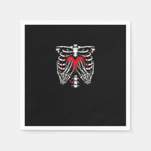 Skeleton Hands halten Herz Halloween Kostümspass Serviette (Vorderseite)