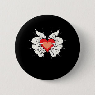 Skeleton Hands Heart Classic Button