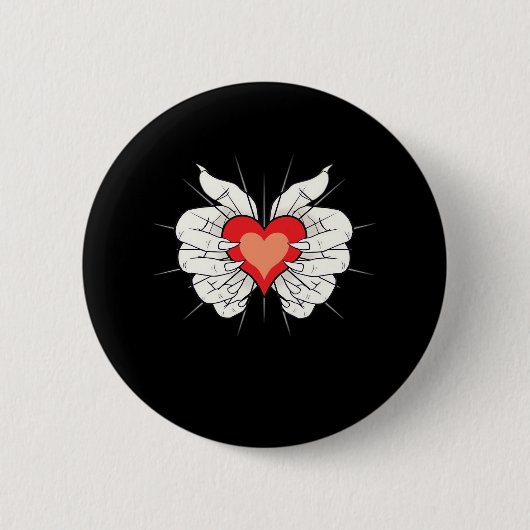 Skeleton Hands Heart Classic Button (Vorderseite)