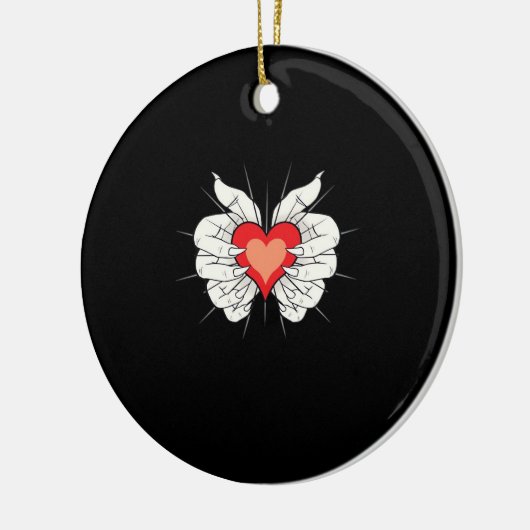 Skeleton Hands Heart Classic Keramik Ornament (Links)