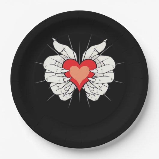 Skeleton Hands Heart Classic Pappteller (Vorderseite)