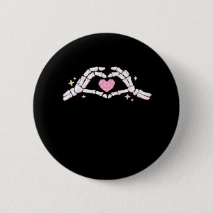 Skeleton Hands Heart Funny Button