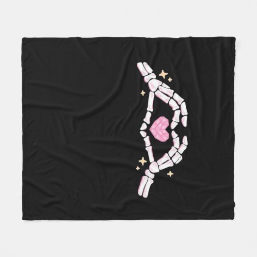 Skeleton Hands Heart Funny Fleecedecke (Vorderseite (Horizontal))