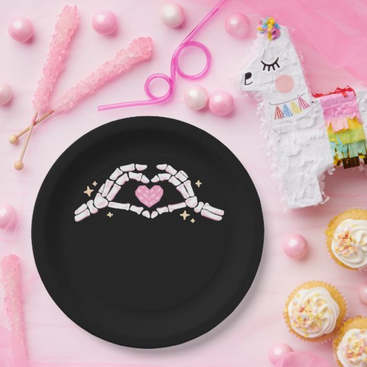 Skeleton Hands Heart Funny Pappteller (Party)